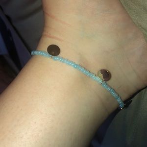Blue Beaded with Gold Pieces Anklet Trendy